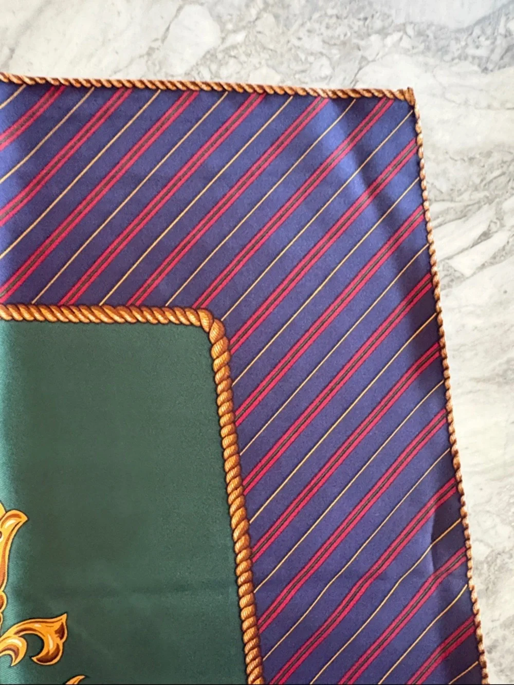 Vintage Polo Ralph Lauren Heraldic Silk Scarf - Teal, Navy, Gold, Burgundy